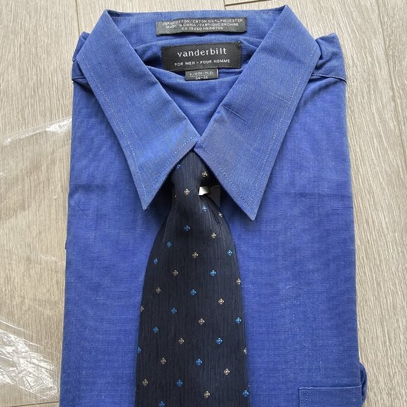 Vintage Vanderbilt New Mens Spread Collar Long Sleeve Shirt + Tie Set - Picture 2 of 4